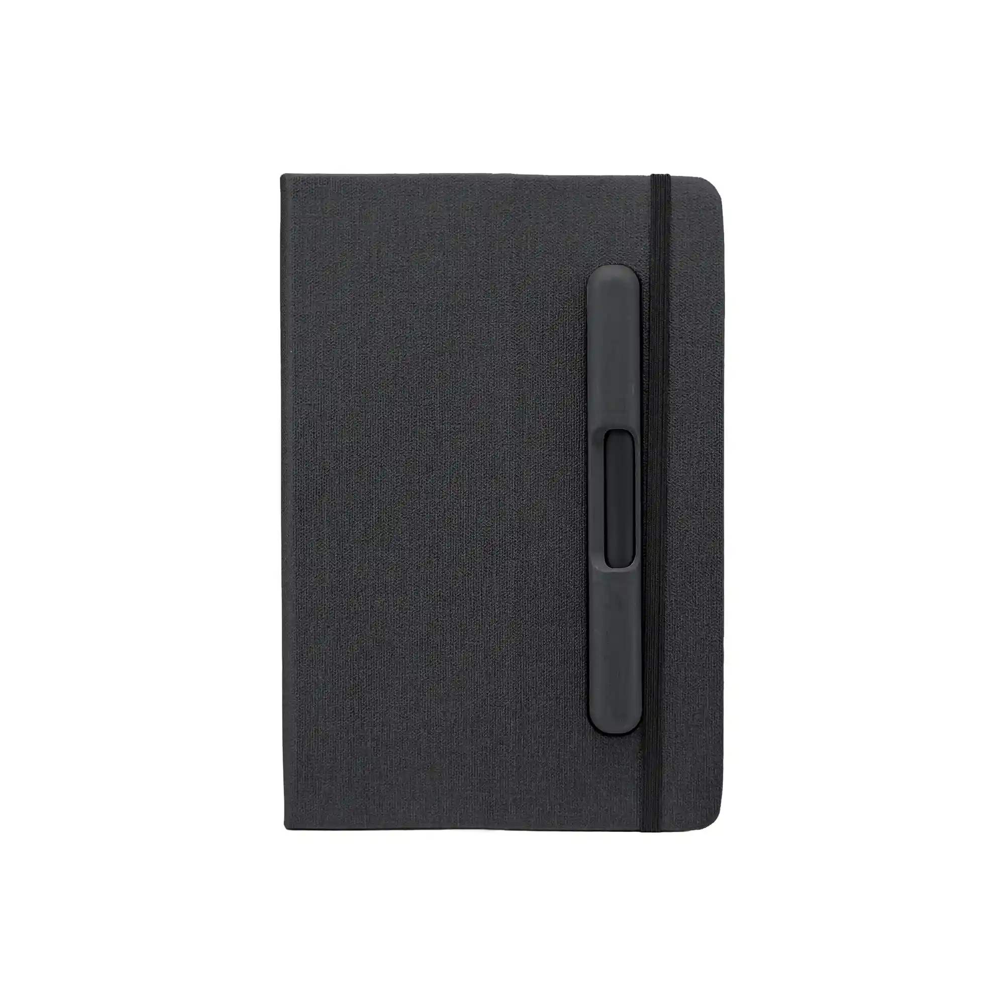 ZENRIX | 11642BK PU + RPET Look Notebook with Mobile Pen Holder Black - Image 3