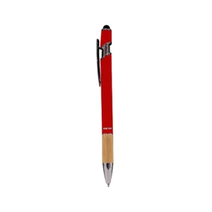 Unkox | 11505RD Metal Pen With Stylus and Bamboo Grip Red