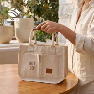Canvo | 11666NR Ecora Laminated Canvas Tote with Leather Handles — 280 GSM Natural