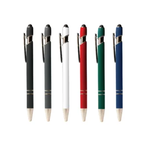 Gox | 11311BK Metal Pen With Silver Ring And Stylus Black