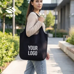 Toto | 11667BK Ecora Canvas Shoulder Tote Bag with 13 cm Gusset — 220 GSM Black