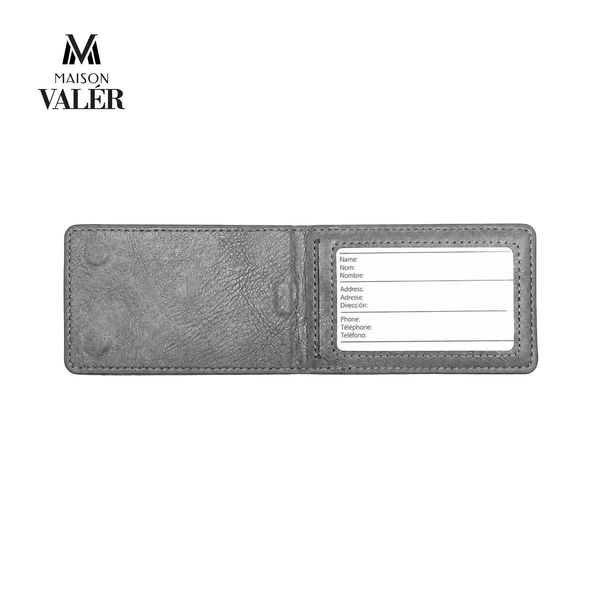 LETHEG | 11658GR Premium Leather Luggage Tag Grey - Image 3
