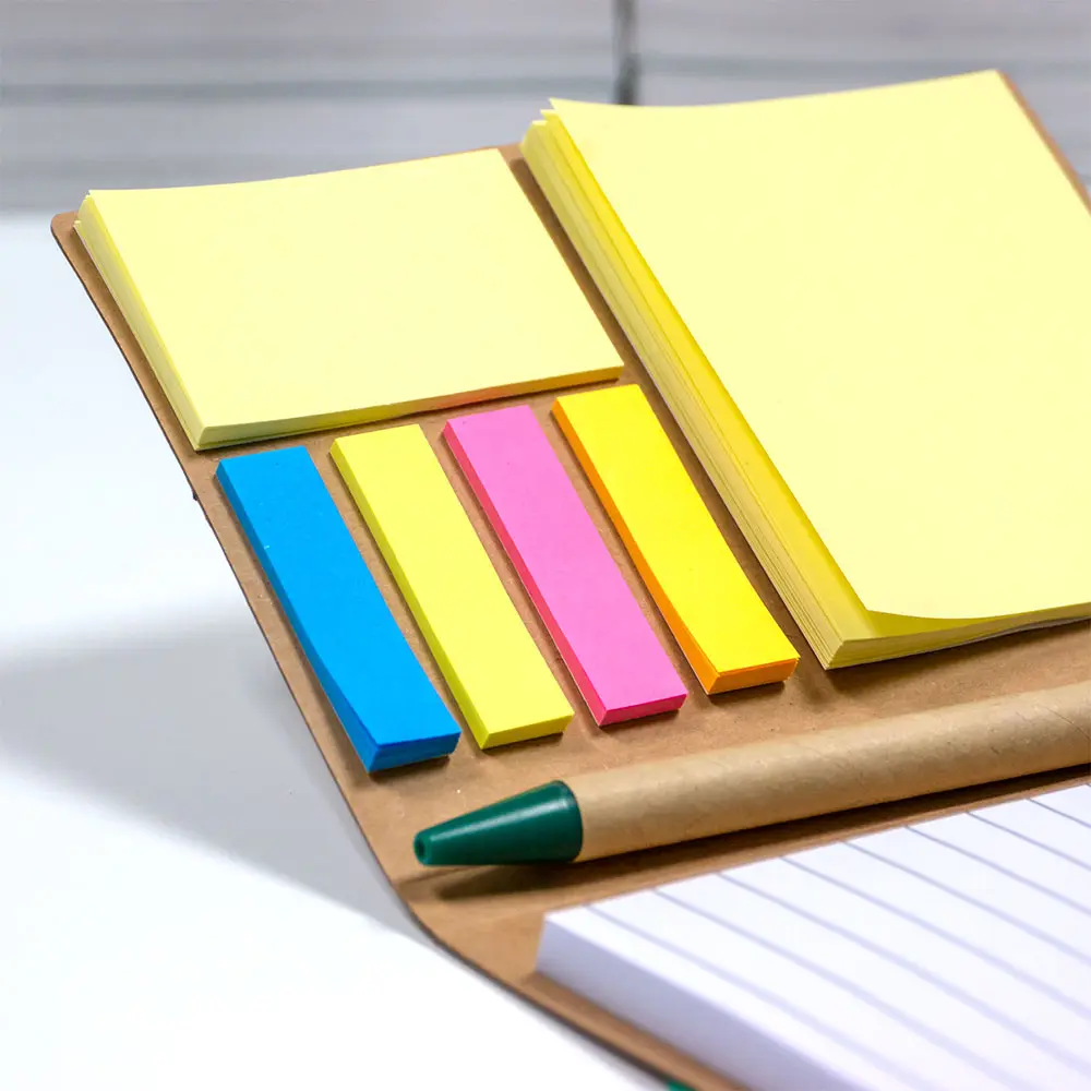 Hidot | 11564BK A6 Craft Notebook with Pen and Post-it Black - Image 3