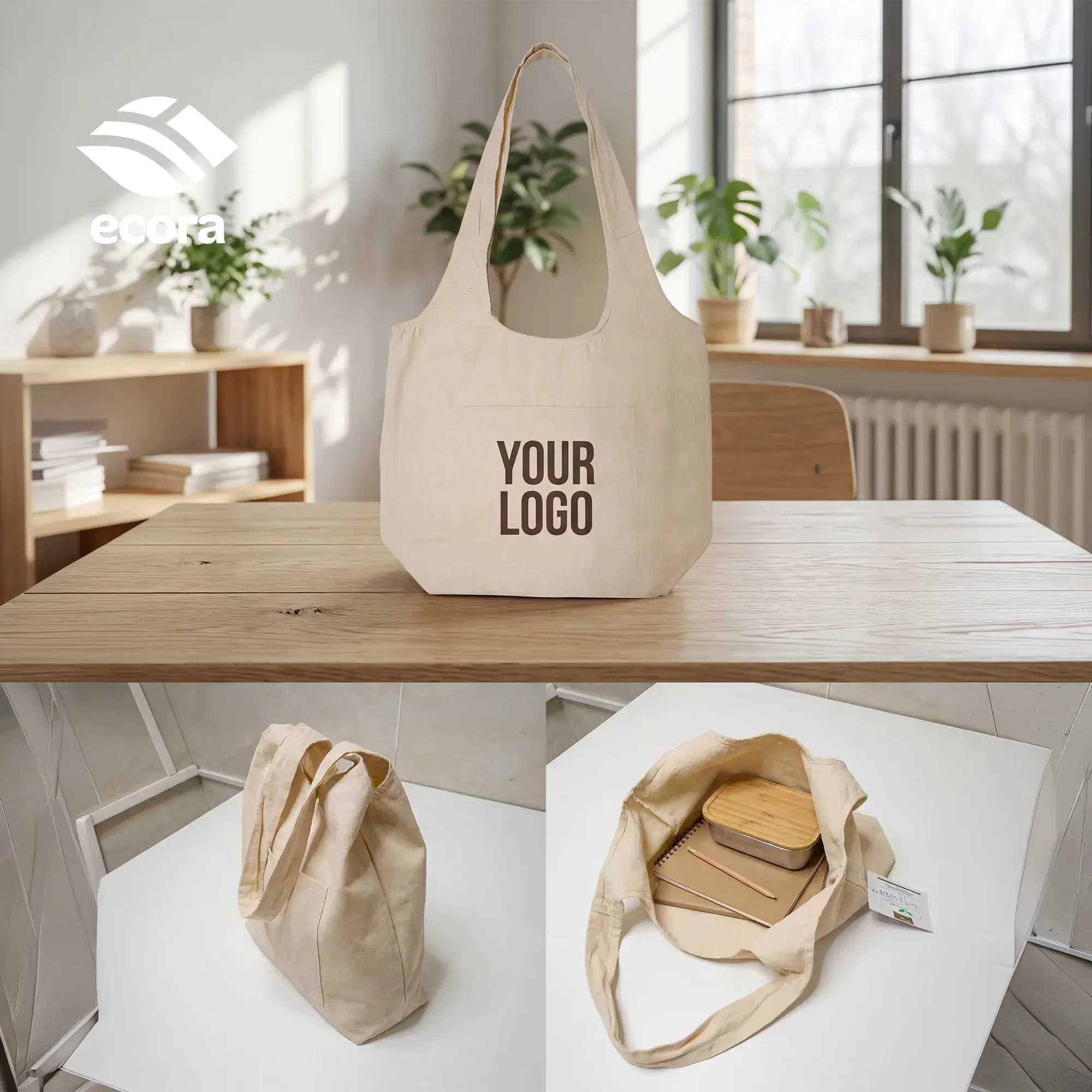 Toto | 11667NR Ecora Canvas Shoulder Tote Bag with 13 cm Gusset — 220 GSM Natural - Image 2