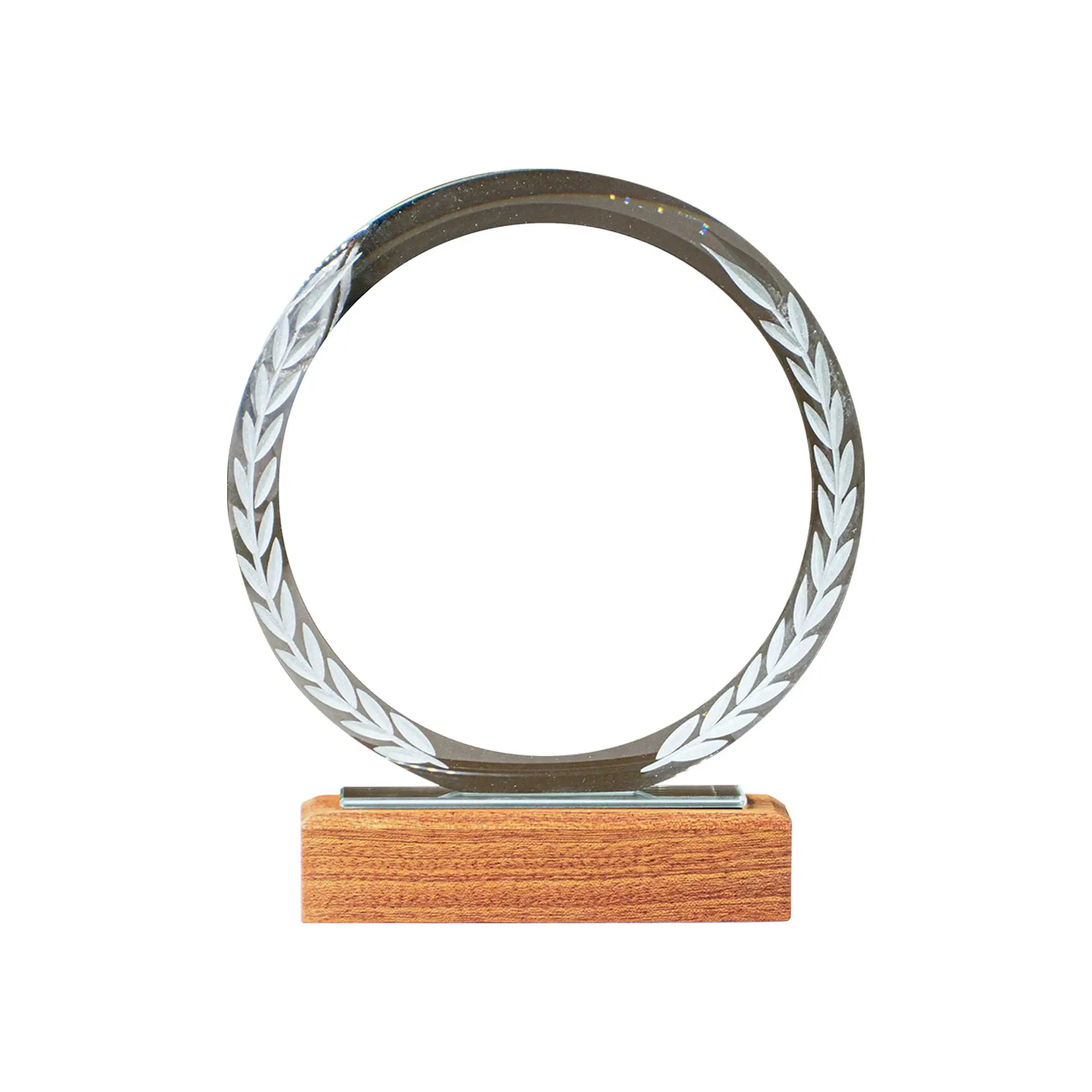 Zephyr | 11423 Round Crystal Trophy With Wooden Base - Image 2