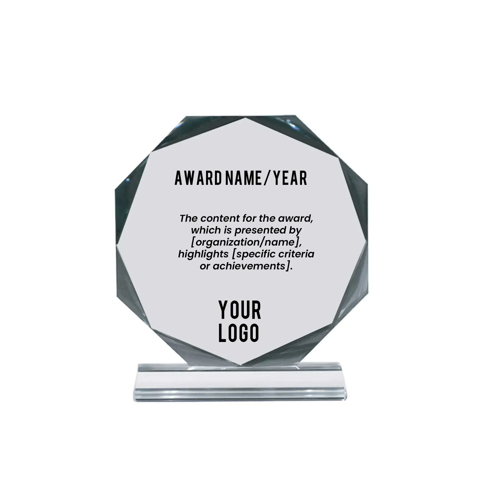Crystx | 11419S Octagon Crystal Award Small - Image 3