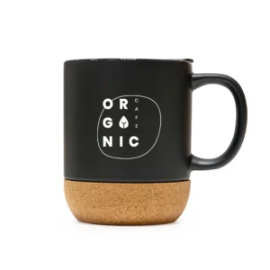 Novaris | 11437BK Ceramic Mug With Lid and Cork Base Black