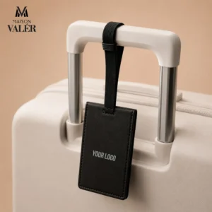 LETHEG | 11658BK Premium Leather Luggage Tag Black