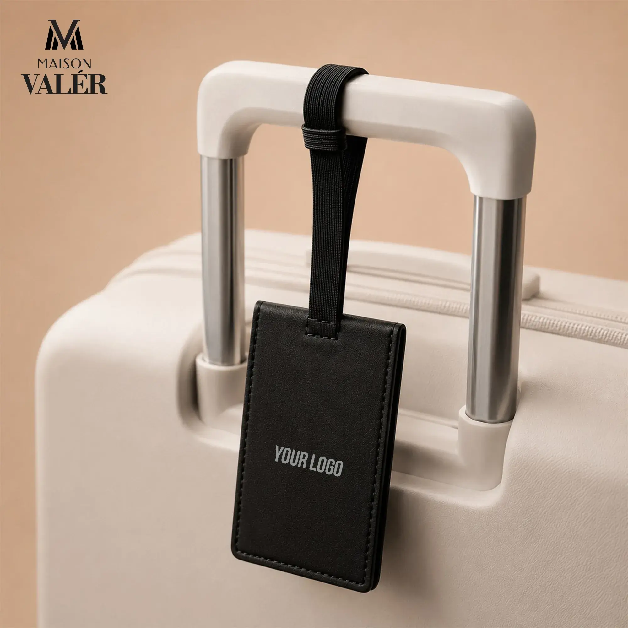 LETHEG | 11658BK Premium Leather Luggage Tag Black