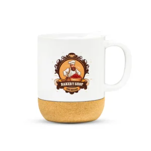 Novaris | 11437WT Ceramic Mug With Lid and Cork Base White