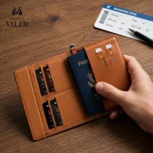 LEPORT | 11662BR Premium Leather Travel Wallet & Passport Holder Brown