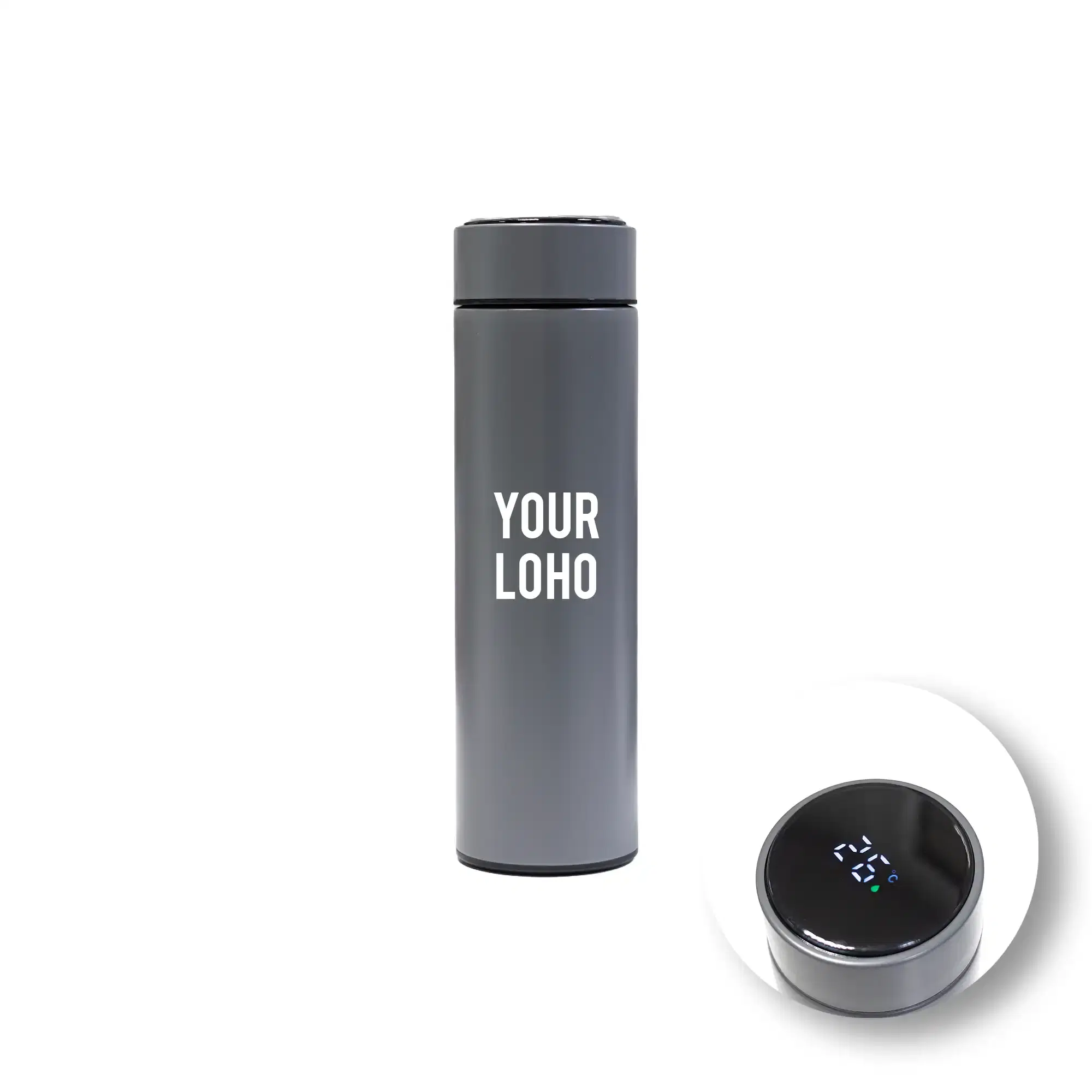 LumiTemp | 11537DGR Smart LED Temperature Display Bottle Gray