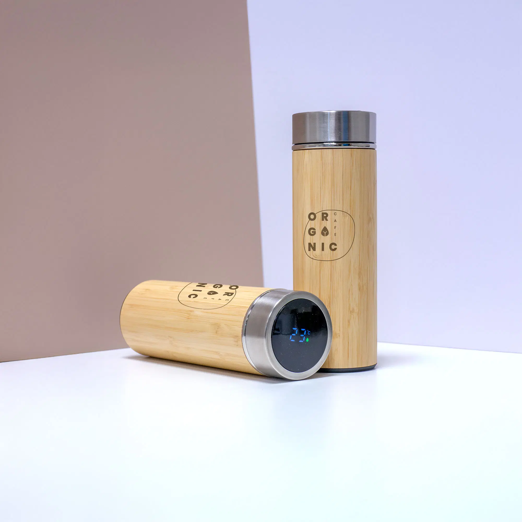 TIMBLO | 11594 Bamboo Thermos Bottle with Digital Temperature Display - Image 2