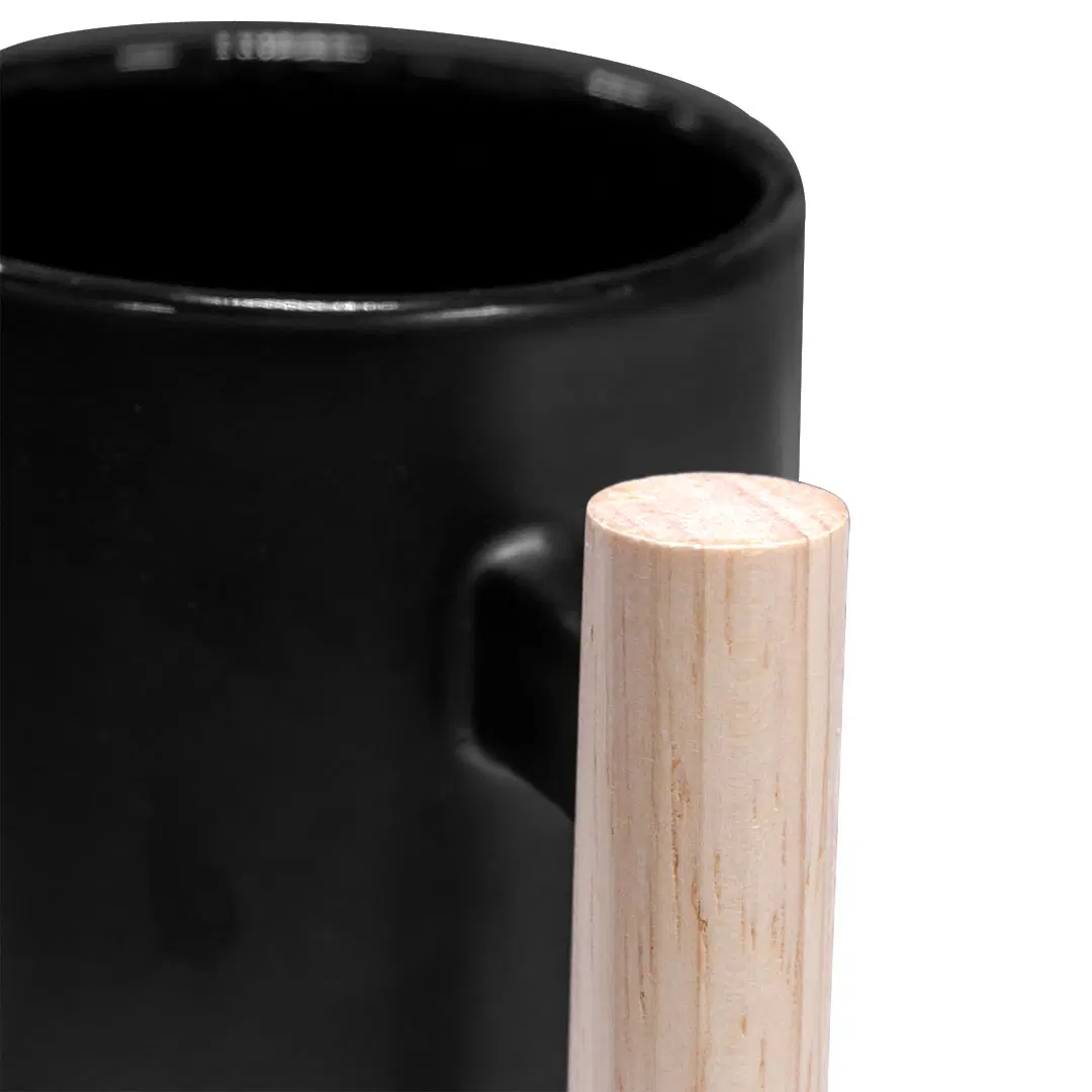 Ficer | 11590BK Eco-friendly ceramic mug with a stylish bamboo handle and lid Black - Image 3