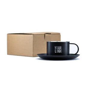 Steeluxe | 11625BK Black Coated Cup & Saucer Set 80m