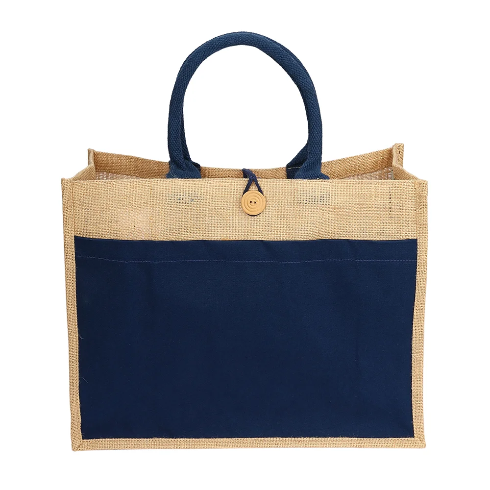 Jute Bag 4002 NAVY BLUE - Image 3