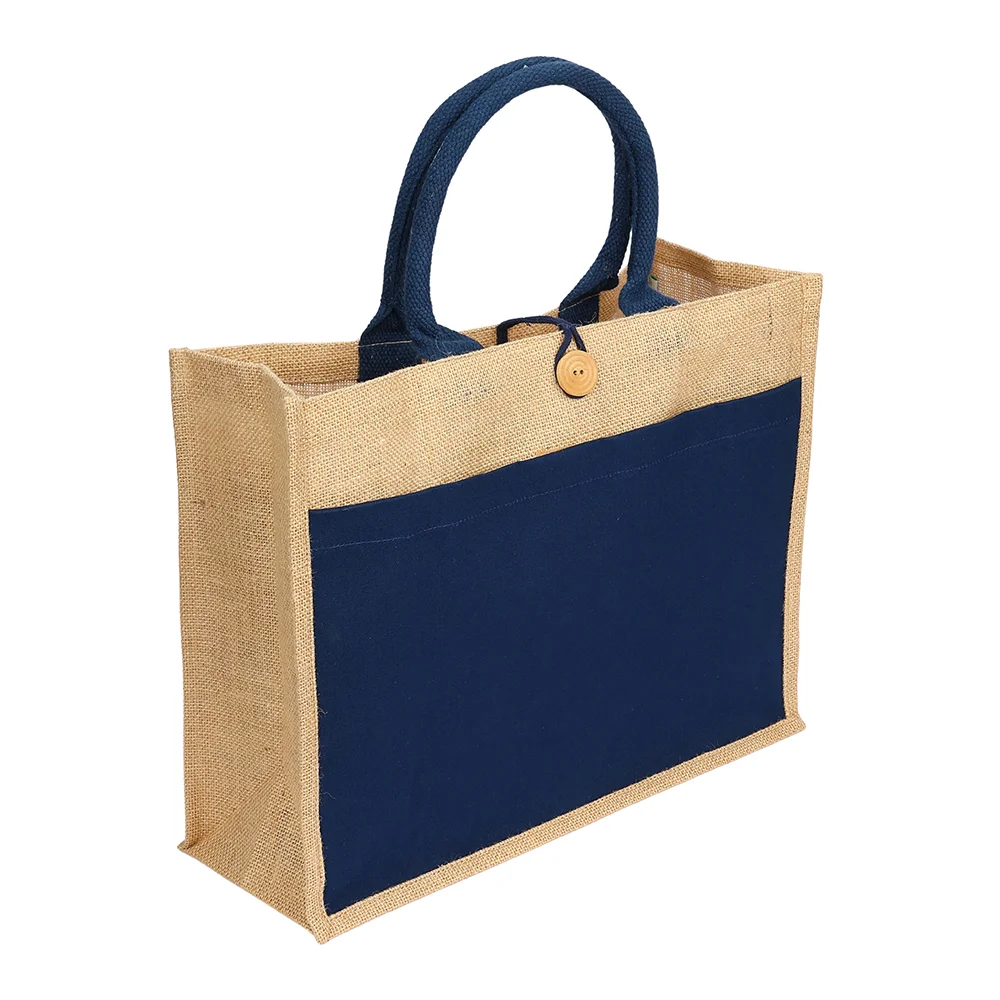 Jute Bag 4002 NAVY BLUE - Image 4