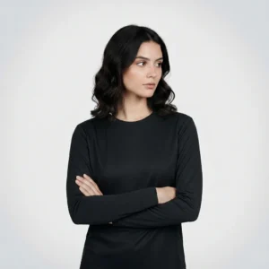 AGGERT Round Neck Full sleeve T-Shirt SUPIMA MERCERISED Cotton 200 GSM Black - Women
