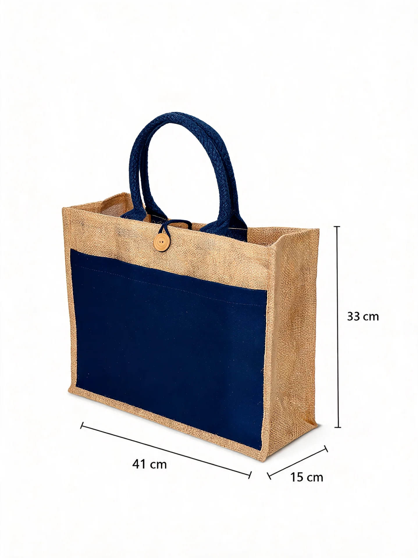 Jute Bag 4002 NAVY BLUE - Image 2