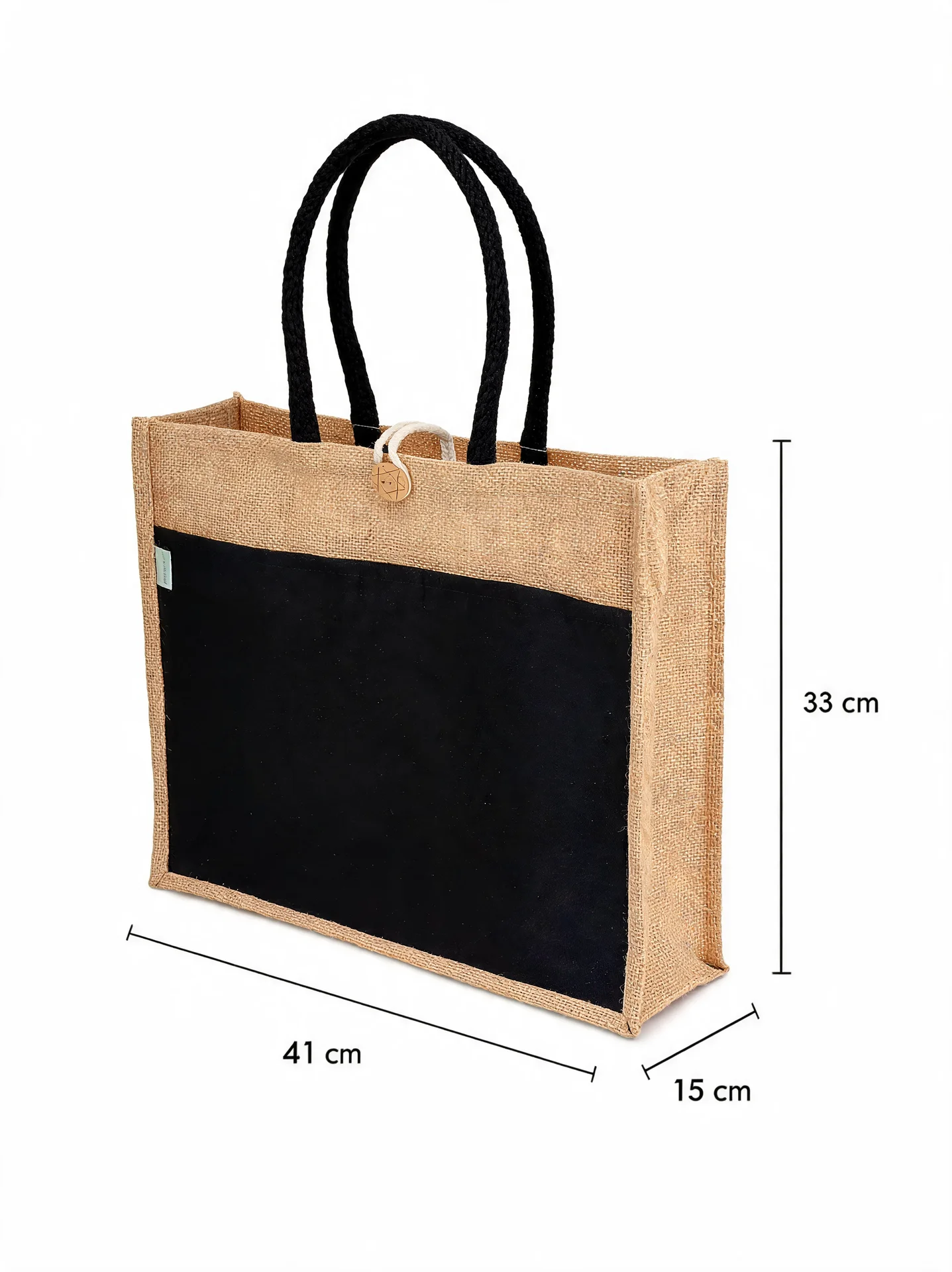 Jute canvas bag 225gsm BLACK - Image 2